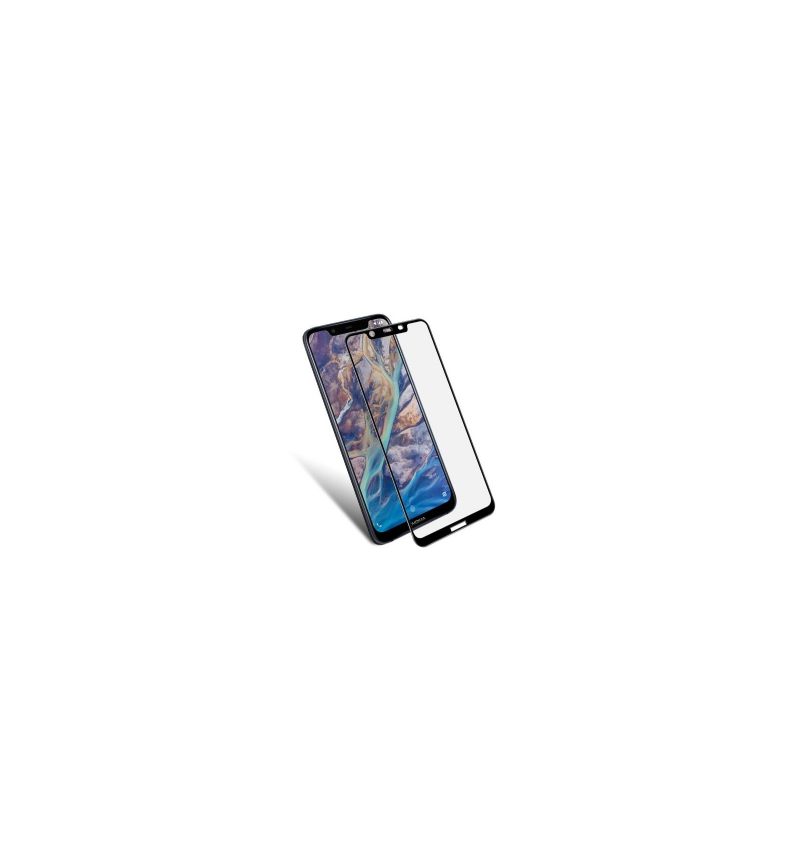 Nokia 7.1 Schermbeschermer Van Gehard Glas Op Volledige Grootte - Zwart
