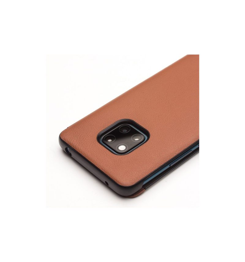 Folio-hoesje voor Huawei Mate 20 Pro In Leer Met Venster - Lichtbruin