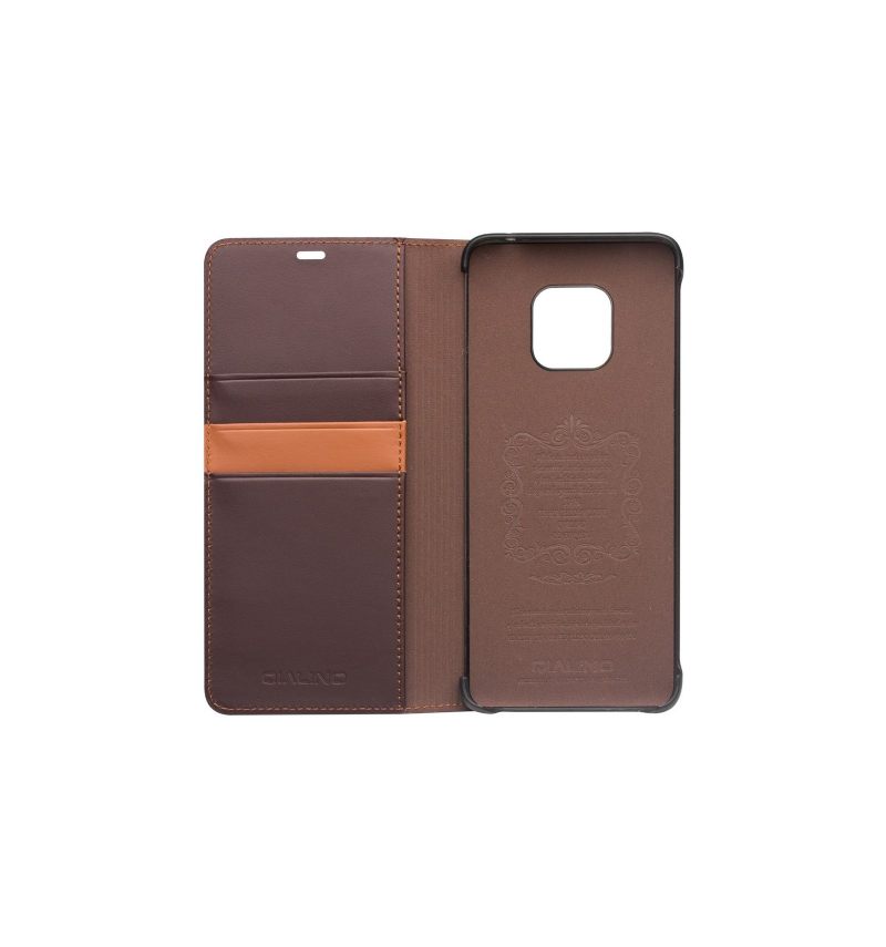 Folio-hoesje voor Huawei Mate 20 Pro Klassiek Echt Leer - Bruin