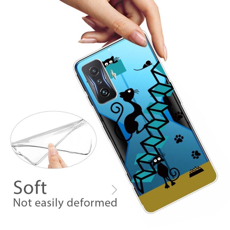 Telefoonhoesje voor Poco F4 GT Zwarte Katten Illustratie
