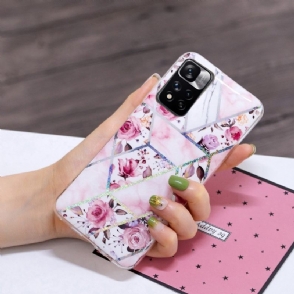 Hoesje voor Xiaomi Redmi Note 11 Pro Plus 5G Marmer En Bloemen