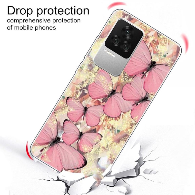 Hoesje voor Poco F4 Roze Vlinders