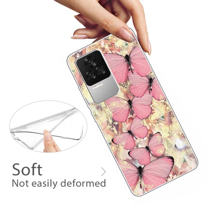 Hoesje voor Poco F4 Roze Vlinders
