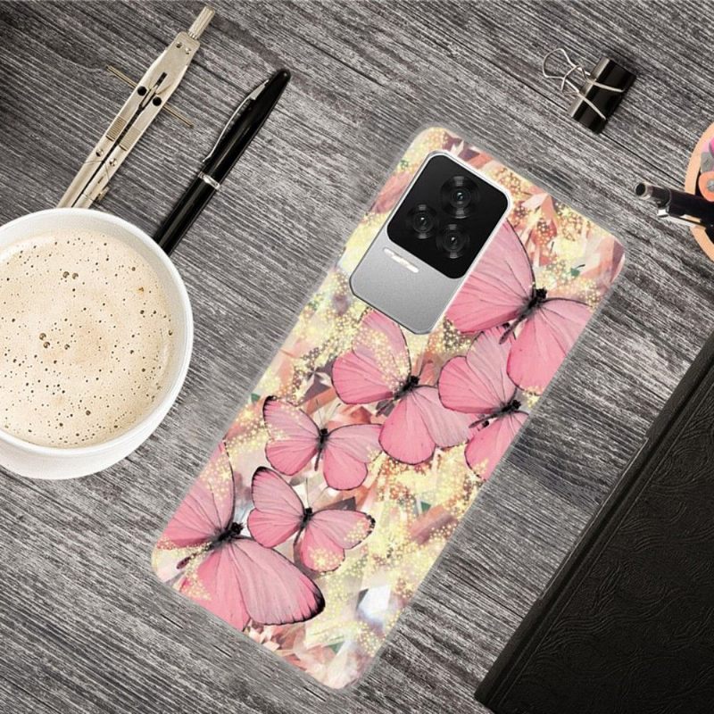 Hoesje voor Poco F4 Roze Vlinders