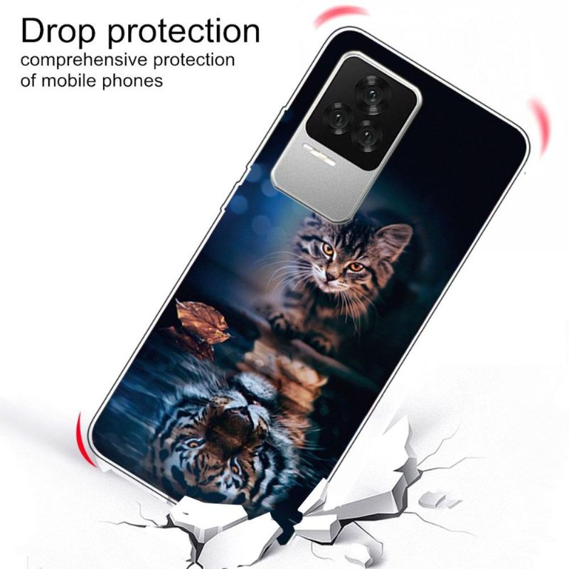 Telefoonhoesje voor Poco F4 Bescherming Kat Reflectie