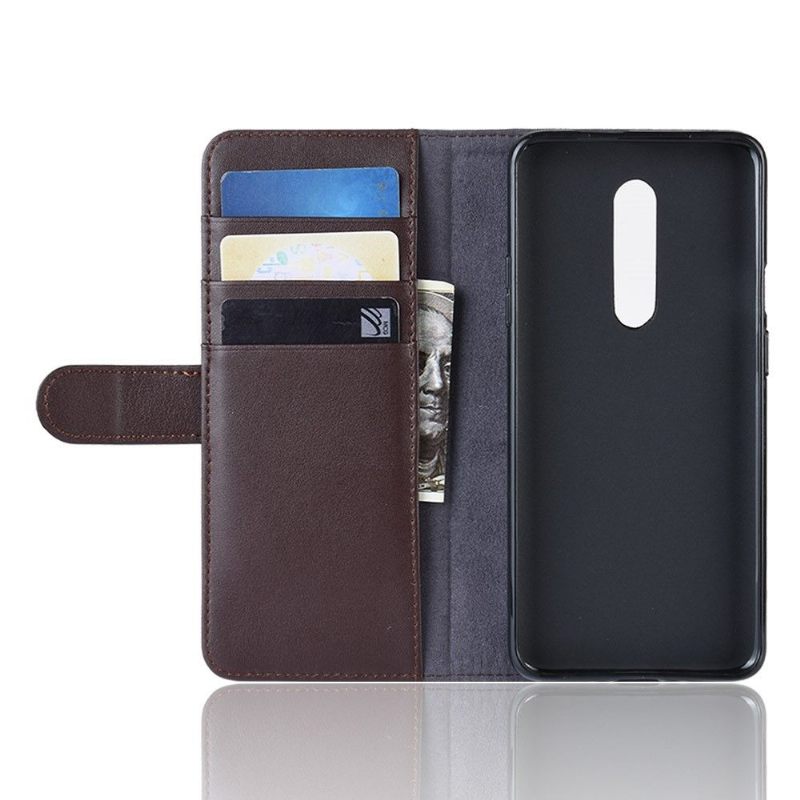 Case voor OnePlus 7 Pro Bescherming Premium Leren Kaarthouder - Bruin