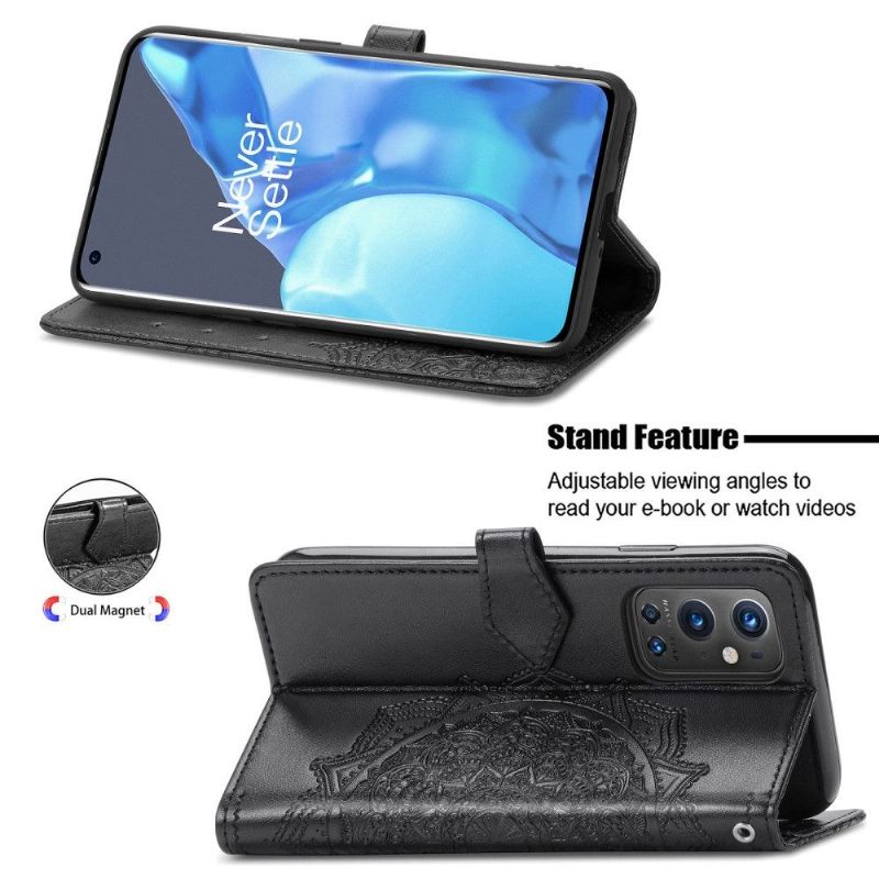 Flip Case voor OnePlus 9 Pro Mandala-reliëf In Kunstleer