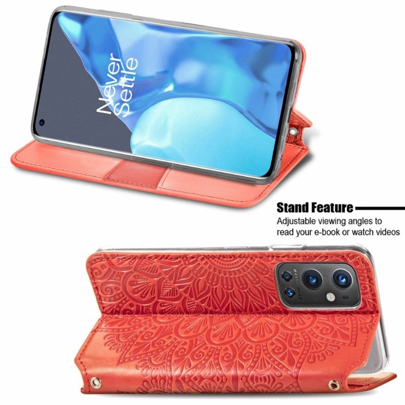 Folio-hoesje voor OnePlus 9 Pro Chique Mandala-leereffect