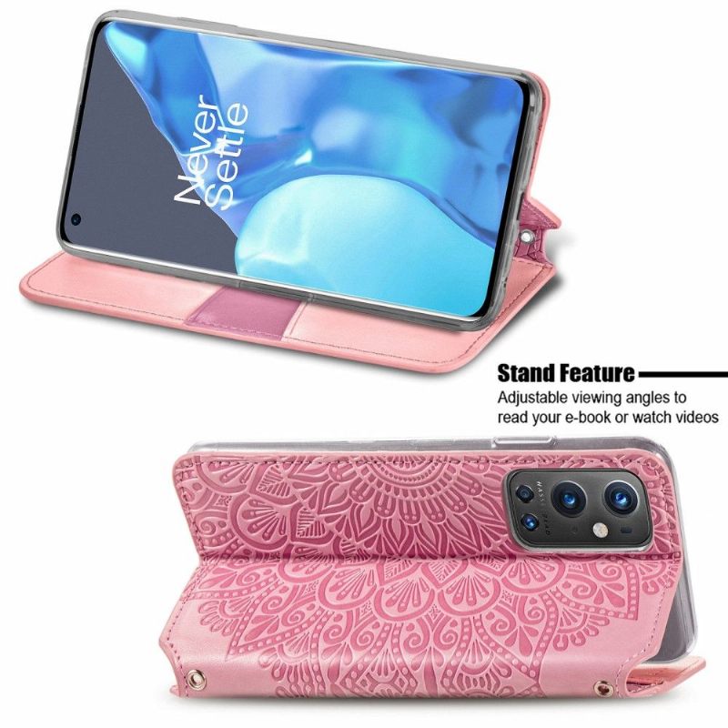 Folio-hoesje voor OnePlus 9 Pro Chique Mandala-leereffect