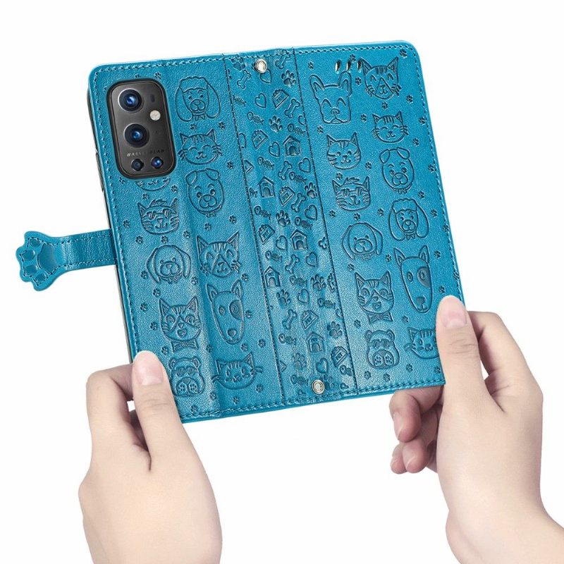 Folio-hoesje voor OnePlus 9 Pro Dieren In Reliëf