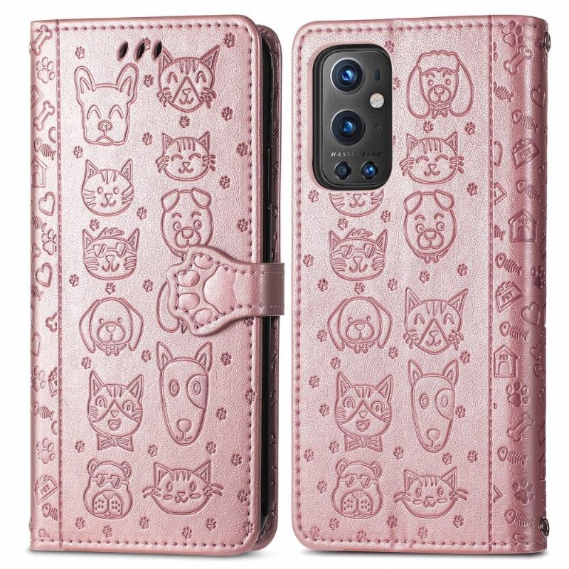 Folio-hoesje voor OnePlus 9 Pro Dieren In Reliëf