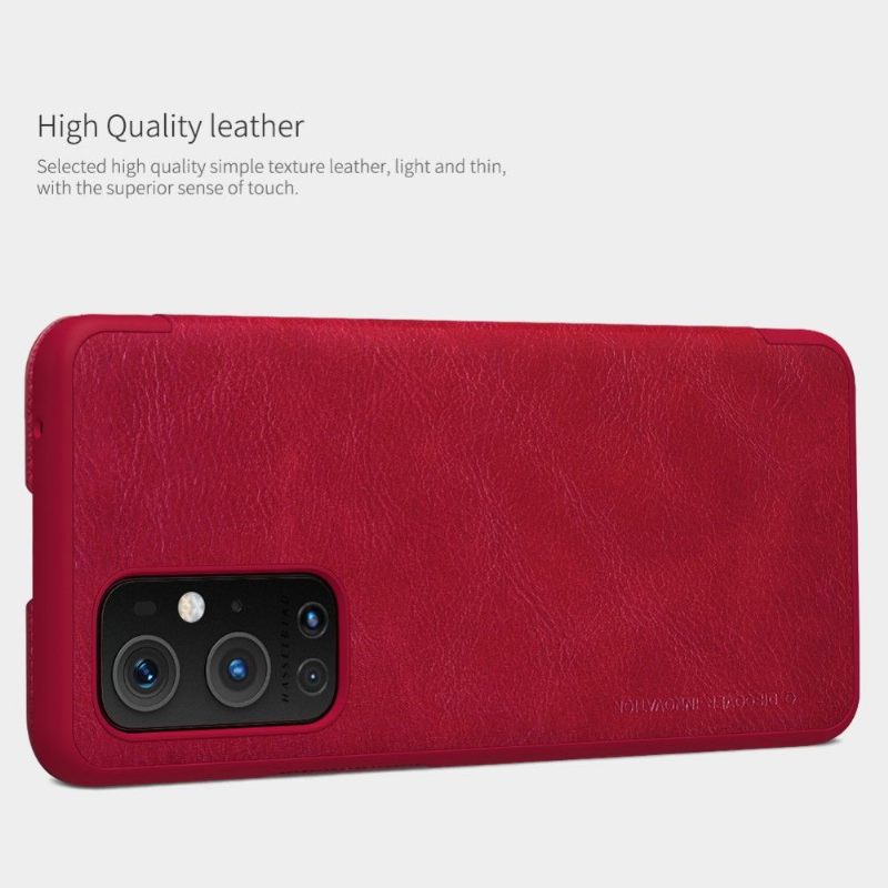 Folio-hoesje voor OnePlus 9 Pro Qin-serie Leereffect