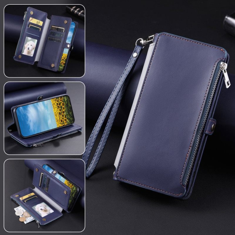 Bescherming Hoesje Poco C75 Portemonnee Met Riempje En Schouderriem