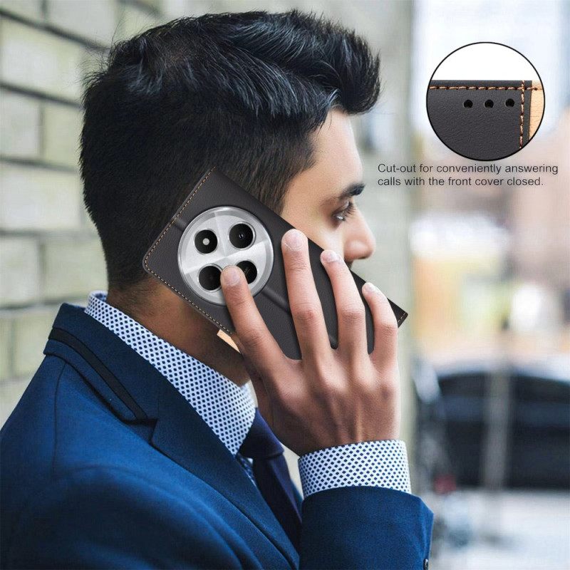 Flip Case Leren Poco C75 Tweekleurige Binfen-kleur