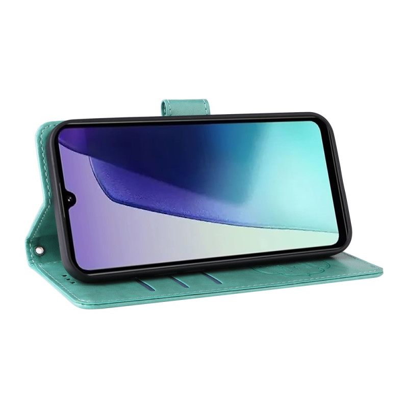 Folio-hoesje Poco C75 Bloemen En Vlinders Met Koord