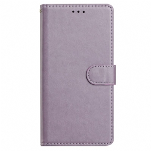 Folio-hoesje Poco C75 Effen Leer-effect Met Bandje