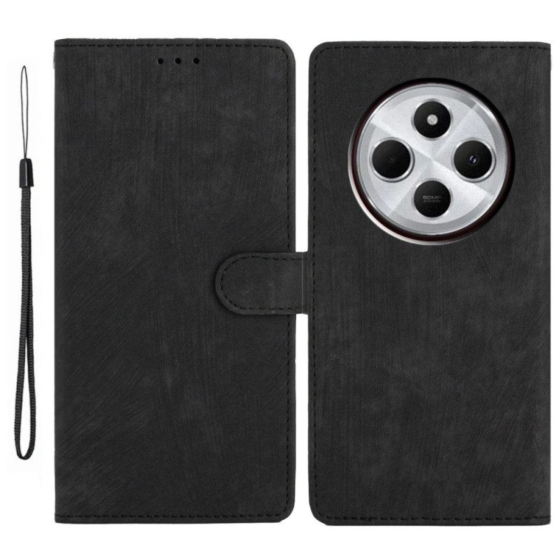 Folio-hoesje Poco C75 Suède-effect Met Bandje