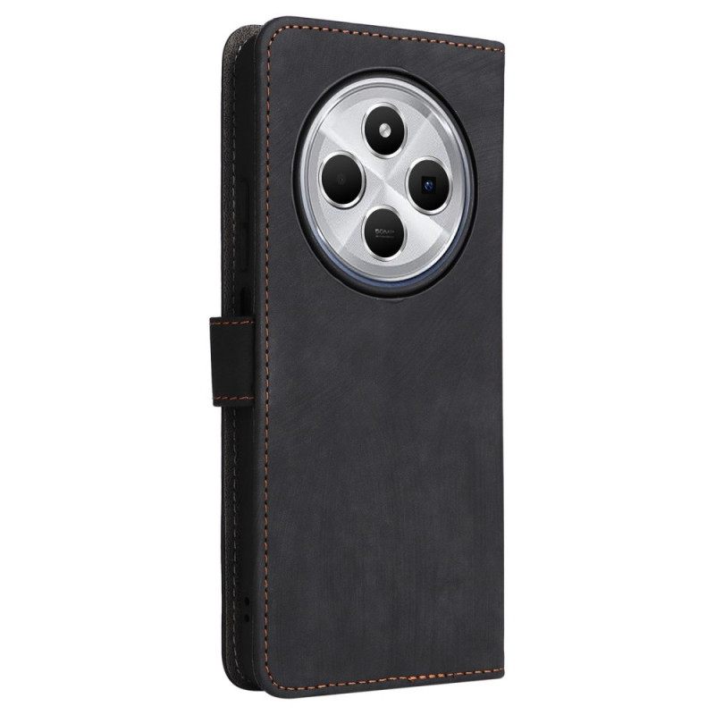 Folio-hoesje Poco C75 Suède-effect Rfid-blokkering Met Bandje