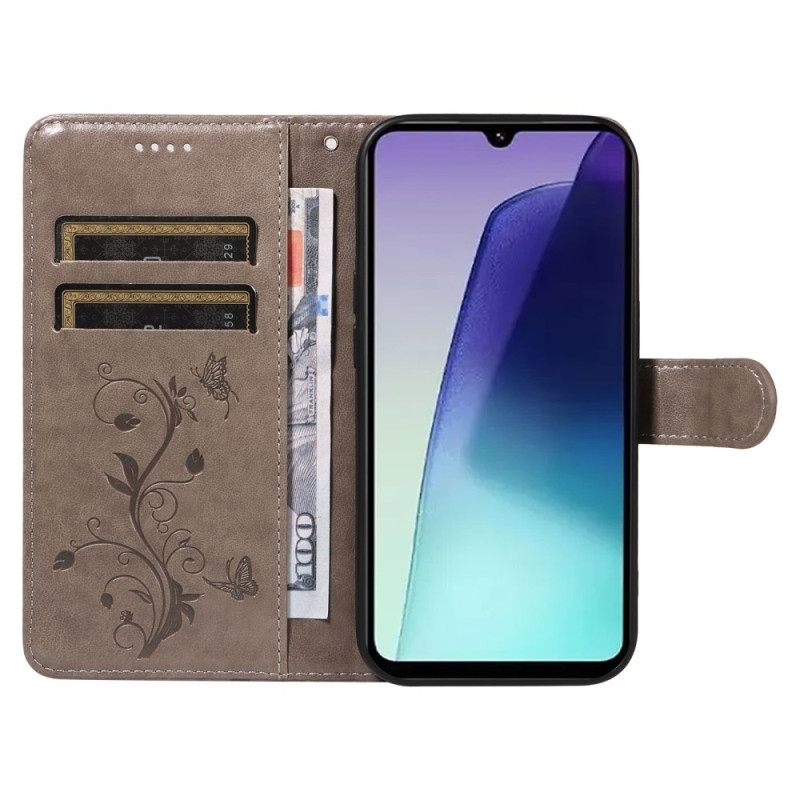 Folio-hoesje Poco C75 Telefoonhoesje Bloemenpatroon Met Bandje