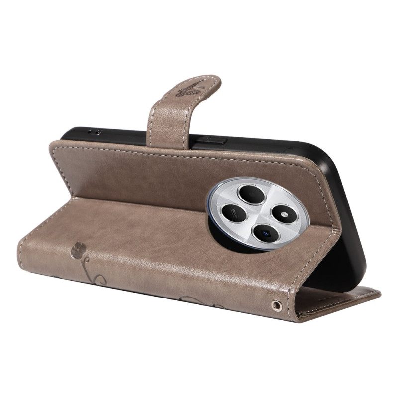 Folio-hoesje Poco C75 Telefoonhoesje Bloemenpatroon Met Bandje