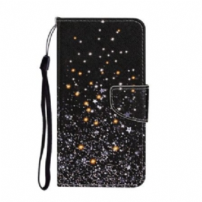 Folio-hoesje Poco C75 Telefoonhoesje Zwart Pentagram Patchwork Met Riempje