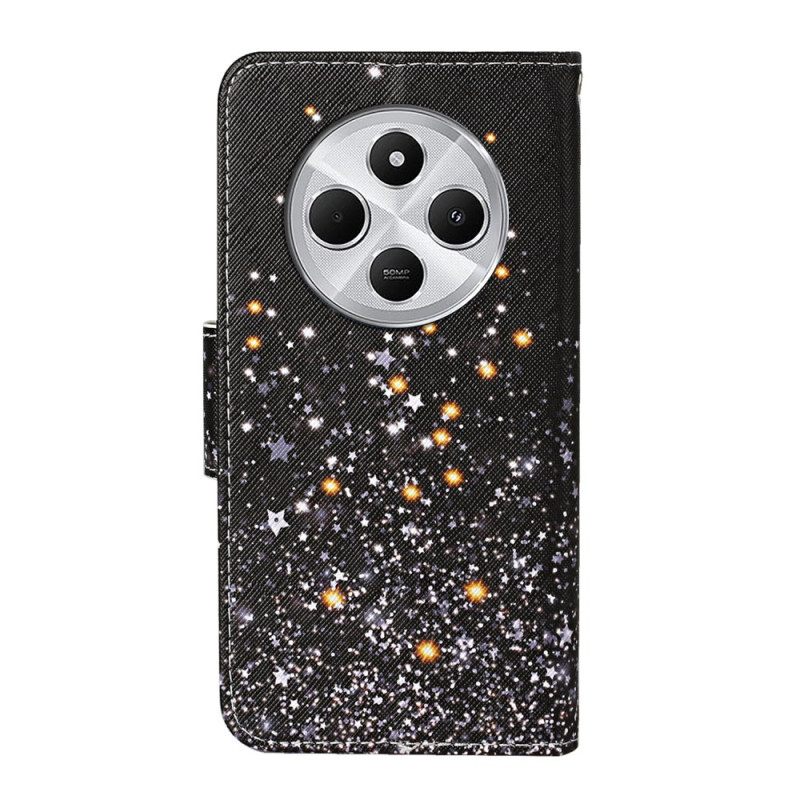 Folio-hoesje Poco C75 Telefoonhoesje Zwart Pentagram Patchwork Met Riempje