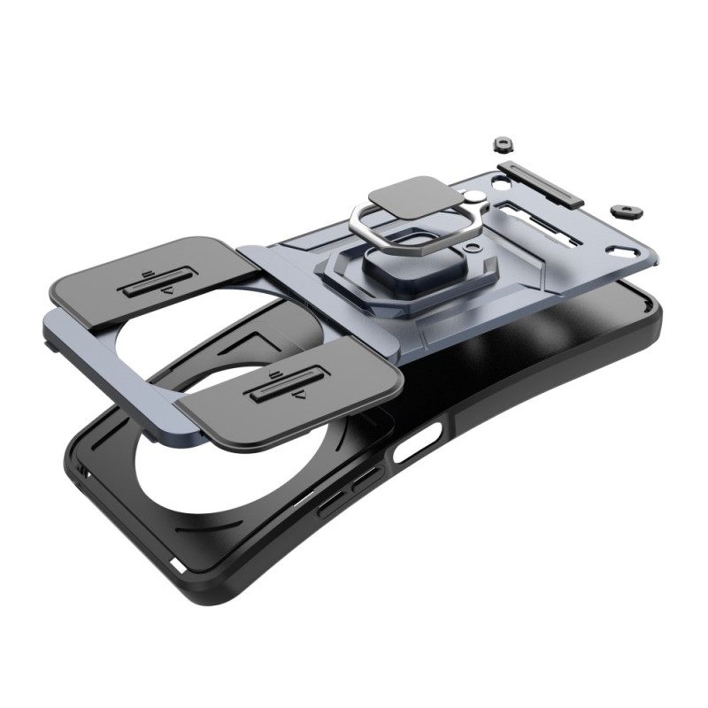 Hoesje Poco C75 Duurzame Ringcase Met Schuifbare Lensbeschermer Bescherming Hoesje