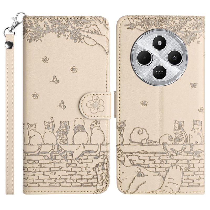 Leren Hoesje Poco C75 Katten Met Bandje Bescherming Hoesje