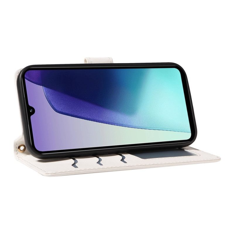 Leren Hoesje Voor Poco C75 Gewatteerd Met Schouderband En Polsband