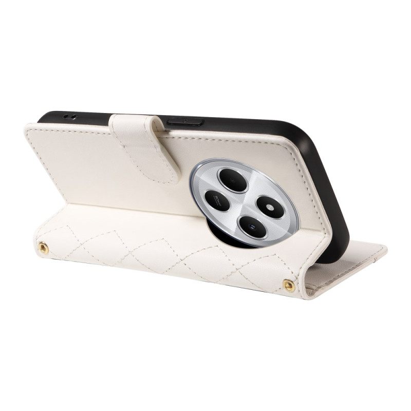 Leren Hoesje Voor Poco C75 Gewatteerd Met Schouderband En Polsband