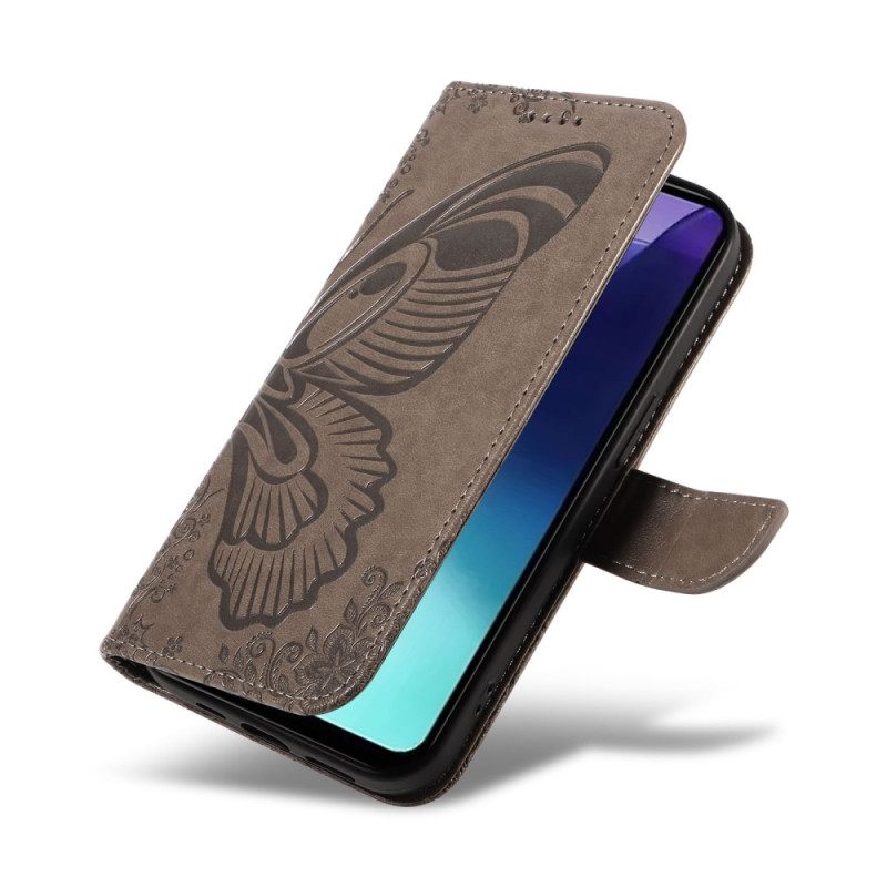 Leren Hoesje Voor Poco C75 Grafische Vlinder