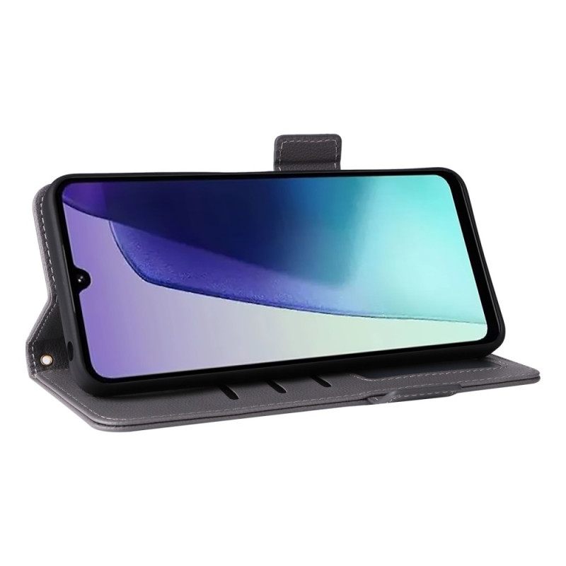 Leren Hoesje Voor Poco C75 Lychee Textuur Met Bandje