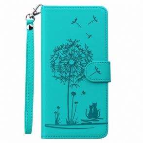 Leren Hoesje Voor Poco C75 Paardenbloempatroon Met Bandje