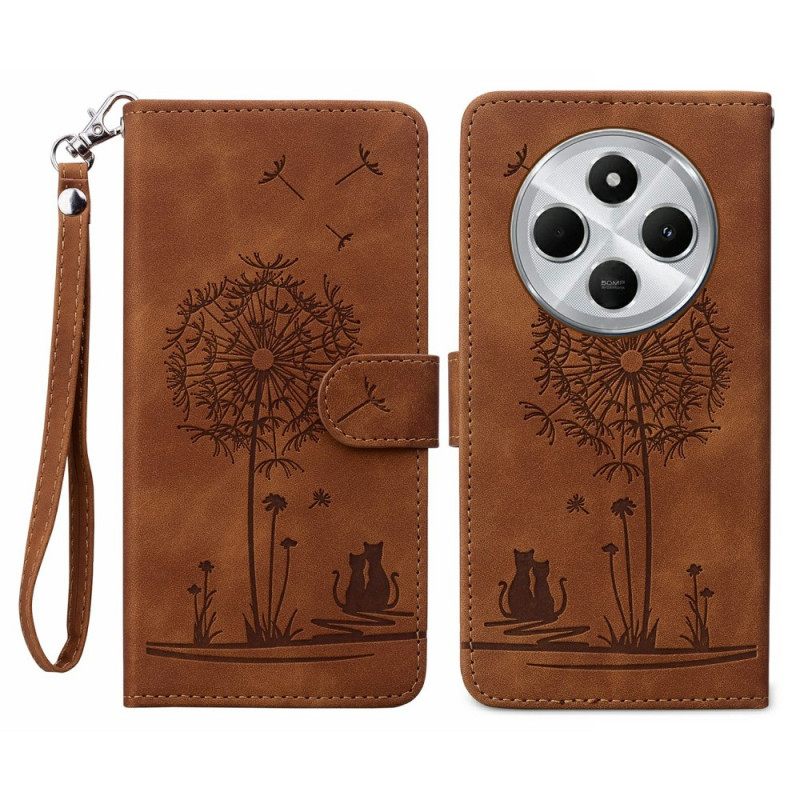 Leren Hoesje Voor Poco C75 Paardenbloempatroon Met Bandje