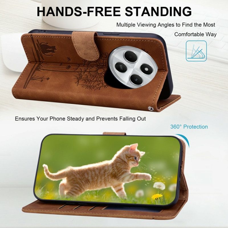 Leren Hoesje Voor Poco C75 Paardenbloempatroon Met Bandje