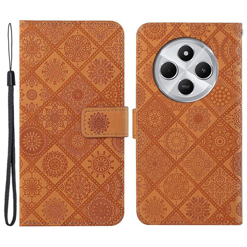 Leren Hoesje Voor Poco C75 Patchwork Met Riempje