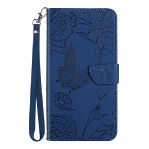 Leren Hoesje Voor Poco C75 Vlinderpatroon Met Bandje