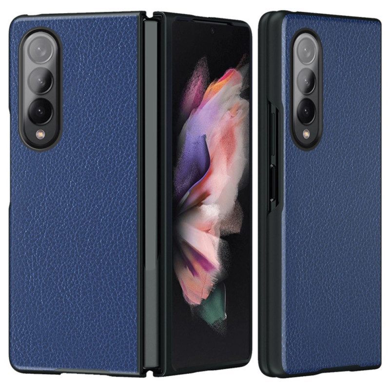 Hoesje voor Samsung Galaxy Z Fold 4 Lychee Gecoat Kunstleer