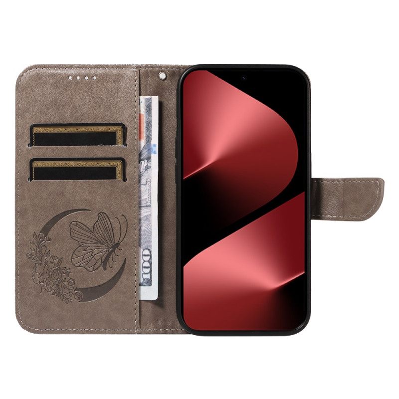 Leren Hoesje Huawei Pura 80 Pro Grafische Vlinder Bescherming Hoesje