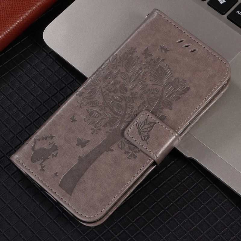 Leren Hoesje Huawei Pura 80 Pro Kat En Boompatroon