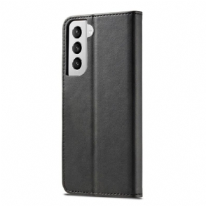 Cover voor Samsung Galaxy S21 5G Portemonnee Leren Lc.imeeke Leereffect