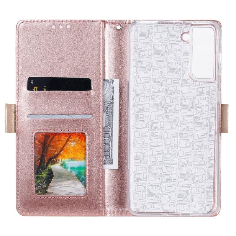 Folio-hoesje voor Samsung Galaxy S21 5G Leereffect Bloemenkant