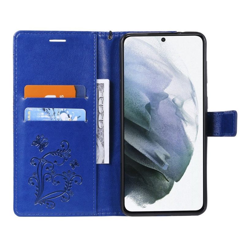 Folio-hoesje voor Samsung Galaxy S21 5G Ondersteuningsfunctie Vlinders