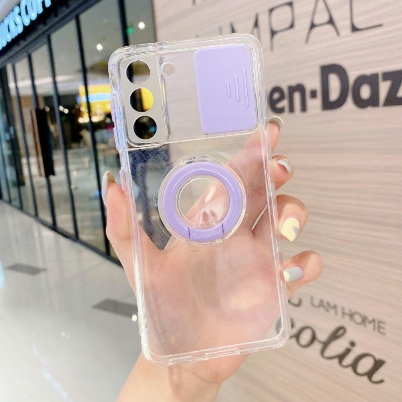 Hoesje voor Samsung Galaxy S21 5G Transparant Met Ring En Camera Cover