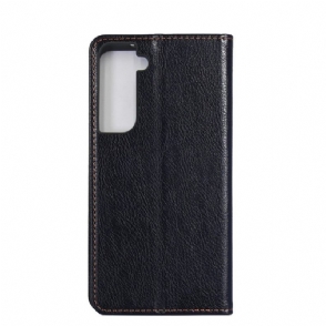 Telefoonhoesje voor Samsung Galaxy S21 5G Anti-fall Folio-hoesje Puur Kunstleer