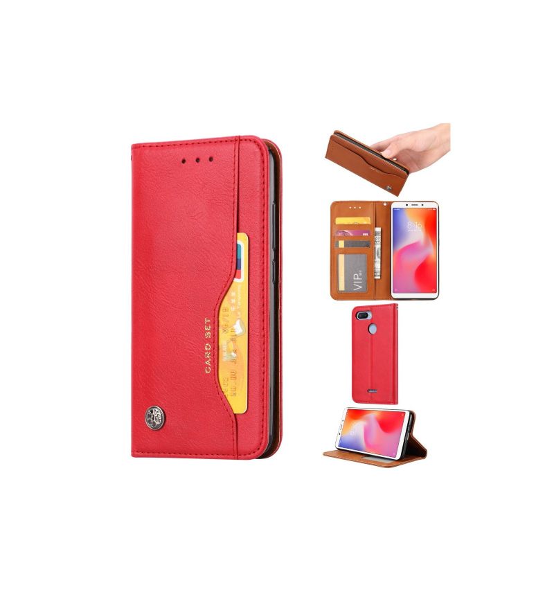 Cover voor Xiaomi Redmi 6 Stand Case Leren Kaarthouder