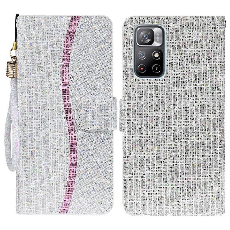 Flip Case voor Poco M4 Pro 5G Glitterkaarthouder