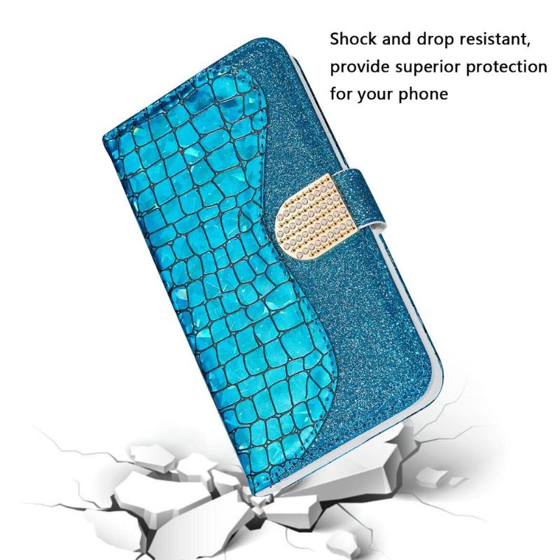 Folio-hoesje voor Poco M4 Pro 5G Luxe Croco Pailletten