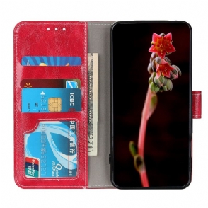 Folio-hoesje voor Poco M4 Pro 5G Luxe Stiksels Met Leereffect