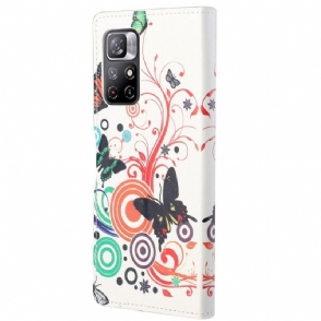 Folio-hoesje voor Poco M4 Pro 5G Retro Vlinders